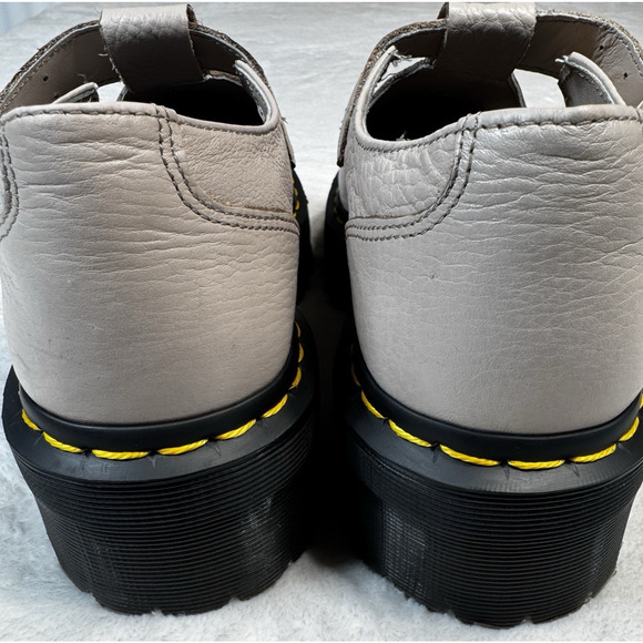 Dr Martens Bethan T-Strap Platform Mary Jane Shoes Pebble Grey Leather US W 10 - Picture 4 of 13